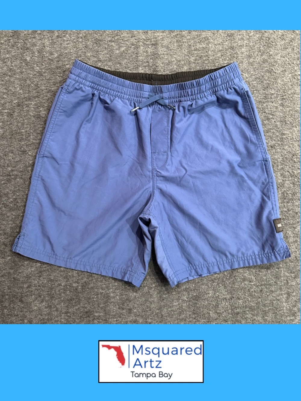 Vans Boys Blue Volley Shorts Swim Trunks Elastic Waist Drawstring Size XL